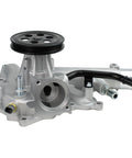Heavy Duty Engine Water Pump With Top Shelf Gasket Kit For Jeep Wagoneer And Ram 1500 5.7L V8 Mhev Engines, angled view showing detailed assembly and hoses.
