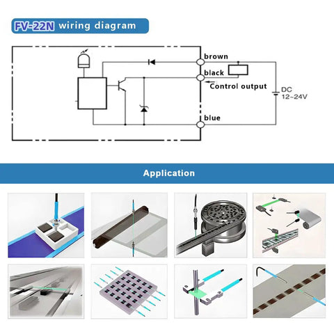Wiring diagram and application of FV-22N Fiber Optic Amplifier With Proximity Sensor Switch For Long-Distance Optical Communication.