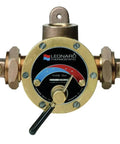 Brass Steam And Water Mixing Valve With FNPT Inlet And Outlet Connections, Heavy Duty Temperature Control For Heating Systems, Labs, Or Industrial Use, Handles Up To 80 Psi And 65 To 140 Degree F Output. front view with handle