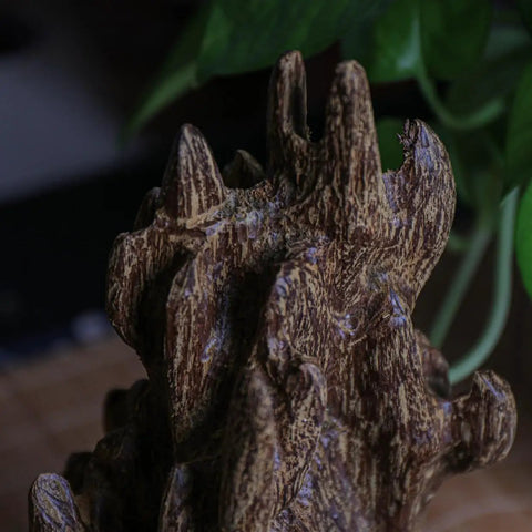 Close-up of Solid Agarwood Feng Shui Decor Piece From Nha Trang With Aged Raw Material And Fragrance Spice