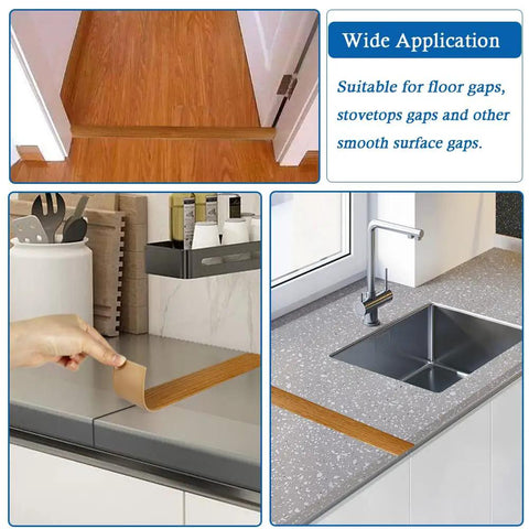 Self Adhesive Floor Transition Strip For Laminate And Vinyl Flooring Wood Grain Look Easy Install 1.57 Inch Wide Light Brown in room
