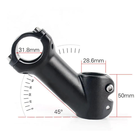 Dope 45 Degree MTB Stem 90mm Aluminum Alloy 31.8mm Bar Clamp Lightweight Hollow Design Four Bolt Clamp For Mountain Bike Road Bike BMX Fixie Cycling One Eighth Inch Steerer Black