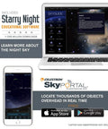 AstroMaster 102AZ Telescope software download page showing Starry Night and SkyPortal apps on phone and laptop screens.