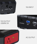 Close-up of Massive 24000mAh Portable Power Bank With 110V 65W AC Outlet 88.8Wh Power Station ports and outputs
