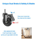 Smooth Rolling 3 Inch Swivel Caster Wheels With 5 16 18 Threaded Stem Set Of 4 Heavy Duty Dual Brake Casters showing dual lock mechanism.