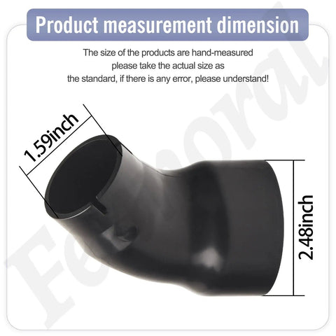 Two And A Half Inch Miter Saw Vacuum Adapter measurements with 1.59 inch and 2.48 inch dimensions shown in image