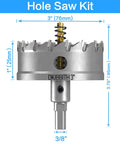 Heavy Duty 3 Inch TCT Hole Saw Kit With Tungsten Carbide Blades showcases a 3 inch cutter with titanium pilot drill.
