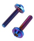 Grade Five Titanium Bolts For Bike And Moto Mods Button Torx Head Screws With Knockout Rust Resistance Heavy Duty Fasteners For Built Different Rides Set Of Four Slick Burnt Blue M4x20mm Hardware Pieces, showing two screws.