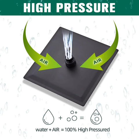 High pressure Matte Black Rain Shower Head And 8 Inch Square Shower System With 3 Setting Handheld Spray Wall Mounted Faucet Set