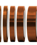 High Temp Tape 5 Pack Set with Mixed Widths 1/8 Inch, 7/32 Inch, 1/4 Inch, 15/32 Inch, 25/32 Inch visible in side view