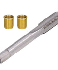 Thread Repair Tools Kit With Ten Pcs X1.25 Stainless Steel Inserts And M14X1.25 High Speed Steel Tap For Gasoline Engines And Generators Rethreaded Hole Repair Kit showing tap and two inserts