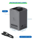 100W Dual Battery Charger Hub For Mini 5 Pro Mini 4 Pro Mini 3 Pro Drones Plug And Play Two Way Fast Charge Station dimensions USB C