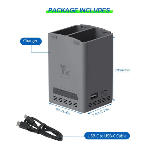 100W Dual Battery Charger Hub For Mini 5 Pro Mini 4 Pro Mini 3 Pro Drones Plug And Play Two Way Fast Charge Station dimensions USB C