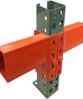 Heavy Duty 96 Inch Pallet Rack Beams Slotted Steel Warehouse Storage Frames Step Design Crossbar Support close-up view.