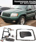 4L60E 4L65E Transmission Solenoid Kit Master Assembly with vehicle in background for GM Automatics 1993 to 2005
