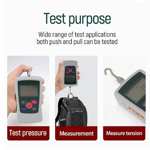 Portable Push Pull Force Gauge For Quick Tension Testing Battery Powered Mini Dynamometer With Built In Sensor 50 To 500N used for push and pull tests