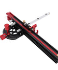 Tough Table Saw Miter Guide With 13 Positive Angle Stops And Adjustable Backing Blocks That Slide Smooth To 36 Inches, featuring precise measurement scale.