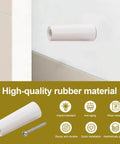 Close-up of No More Door Bangs Heavy Rubber Sliding Stopper Replaces D1802, showing white rubber material and mounting screw.