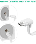 2 Pack 30 Foot Extension Cable For WYZE Cam Pan V3 Outdoor Security Camera Flat Micro USB 90 Degree Power Cord White