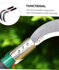Close-up of ergonomic handle on Lightweight Manganese Steel Tree Cutter For Weeding And Harvesting Super Handy Garden Tool.