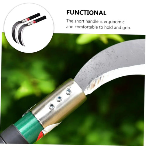 Close-up of ergonomic handle on Lightweight Manganese Steel Tree Cutter For Weeding And Harvesting Super Handy Garden Tool.