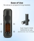 Back view of 3 Pack Replacement Remote For Roku TV Compatible With TCL Onn Hisense Roku TVs No Setup Required, battery compartment open.