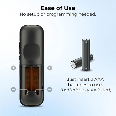 Back view of 3 Pack Replacement Remote For Roku TV Compatible With TCL Onn Hisense Roku TVs No Setup Required, battery compartment open.