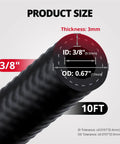 Three Eighth Inch Fuel Hose Line Push Lock NBR Rubber SAE 30R7 with 3/8 inch ID and 10FT length, 300 PSI