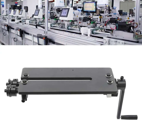 Manual Bead Roller Kit with 6 Changeable Dies for sheet metal beading and flaring, shown in an industrial setting.