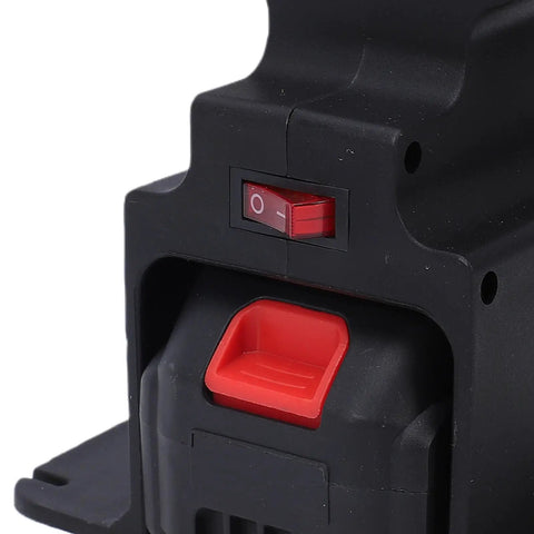 Aramox Mini Bench Grinder Polisher With Dual 4000Mah Batteries power switch detail for 200W cordless grinding tool.