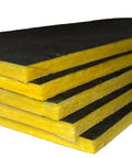 Pro Level R6 Fiberglass Acoustic Insulation Boards For Drywall And Ceilings One Point Five Inch Thick by Twenty Four by Forty Eight Inch stacked panels.