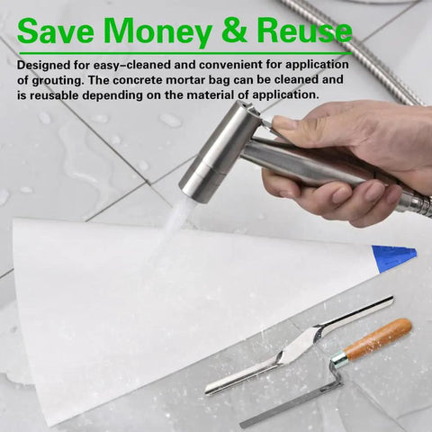 Three Pack Tile Grout Masonry Mortar Bags 12x24 Inch Heavy Duty Tear Resistant Puncture Tip Cement Sealer Bags with tool kit