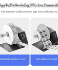Heavy Duty Adjustable Speed Label Rewinder Machine For Fast Tape And Sticker Reuse, rewinding self-adhesive labels.