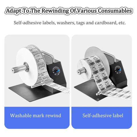 Heavy Duty Adjustable Speed Label Rewinder Machine For Fast Tape And Sticker Reuse, rewinding self-adhesive labels.