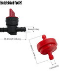 Close-up of inline valves from One Quarter Inch Fuel Line Hose Kit With Clamps And Valves For DIY Lawn Mower Repair 6.6 Ft Long
