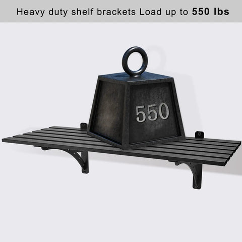 Heavy Duty Wall Mount Garage Shelves 1.3x3.2 Ft Metal Floating Shelf With 10 S Shaped Hooks 550 Pound Capacity Black Storage Rack For Tools And Equipment Safe Easy To Clean And Sturdy