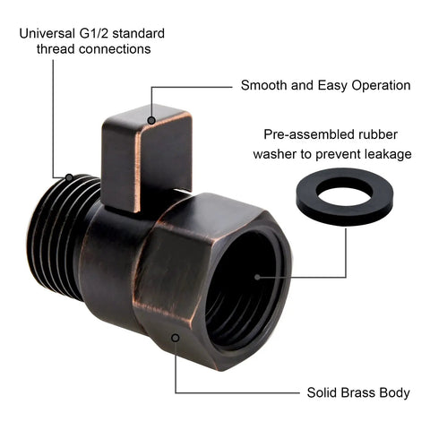 Go-To Shower Flow Control Valve With Brass Body And Lever Handle Water Regulator And Flow Saver Oil-Rubbed Bronze Finish