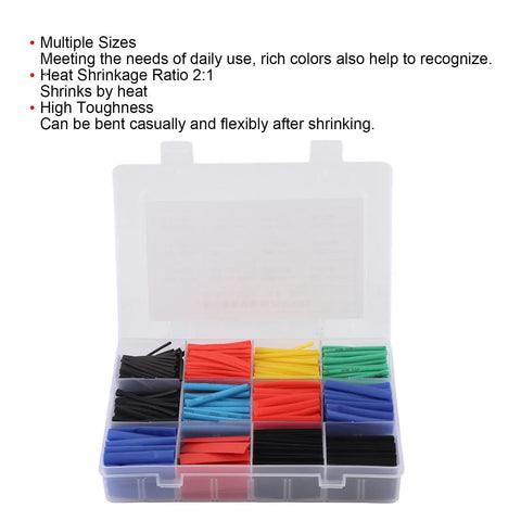 Massive 750 Piece Heat Shrink Tubing Kit For Electric Wiring Repair, Durable PE dielectric sleeves in assorted colors