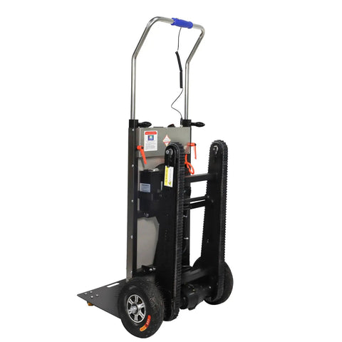 High Capacity Rechargeable Battery For RXFSP Electric Stair Climbing Hand Truck Dolly With Matching Charger Black Power Pack back view.