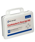Contractor's First Aid Kit, 25-person, white plastic case with carry handle.