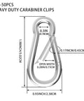 Galvanized Steel Spring Snap Hook Carabiner Clips With 220 Lbs Capacity For Outdoor Use Hammock Swing Travel M5 2 Inch 50 Pack