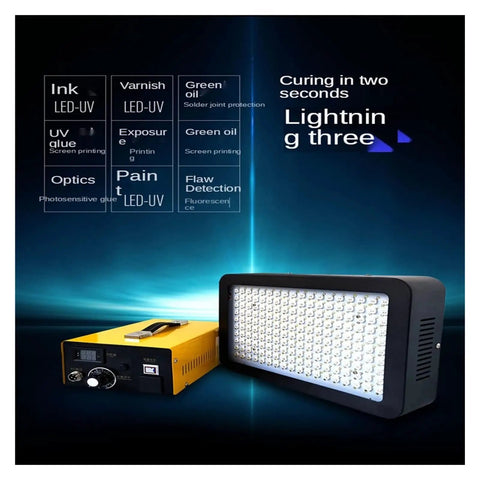 Top Shelf 1800W Adjustable UV Curing Lamp Cold Light Resin Printer Dryer Shadowless 365nm Glue And Ink Hardener, yellow control box and large LED panel.
