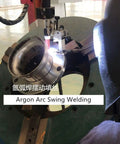 Straight Shot Precision Cnc Welding Positioner Featuring Rollin Smooth 0 To 100 Degree Turntable For Heavy Duty Pipe And Flange Seam Runs Under Thirty Kilograms Plus Grip Tight Two Hundred Millimeter Chuck in operation with argon arc welding.