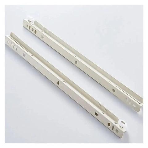 Full Extension Side Mount Drawer Slides Pair, 12 Inch Long 30 Cm, Cold Rolled Steel, smooth glide, white finish, top view