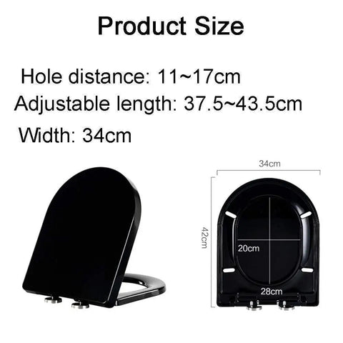 Heavy Duty Plastic Toilet Seat With Silent Soft Close Hinges, Standard Size Duroplast Build, measurement guide image