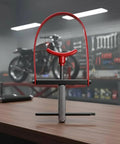 Straight Up Heavy Duty Motorcycle Clutch Spring Compressor Press Kit Solid Steel Build with red handle in garage setting.
