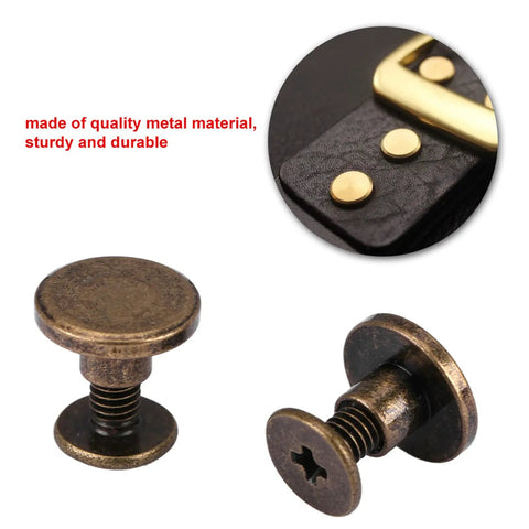 20 Pcs Top-Shelf Copper Flat Head Button Studs Leathercraft Screw Rivet Kit Assorted 5Mm heavy duty copper rivets for bags and belts