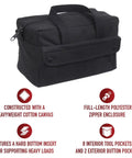 Heavy Duty Mechanic Tool Bag With Zip Main Compartment 8 Interior Pockets And 2 Exterior Snap Pockets Rugged Black Gear Organizer