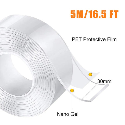 Non Slip Furniture Pads For Hardwood Floors Or Rugs, Heavy Duty Grip Leg Protectors, Clear Silicone Gel Pads That Stop Sliding And Scratching, Shield Tile Marble Laminate And More, 16.5 Ft Length, Easy To Apply showing roll close-up