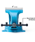 Front view of Ultimate Grip 4-Inch Bench Vise With 360 Degree Swivel Base, 90,000 PSI Forged Steel, with 4-inch jaw width